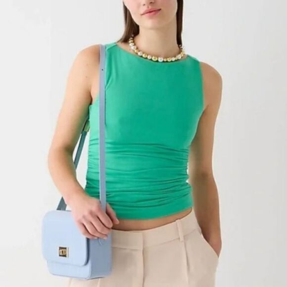 J. Crew FormKnit Shell Tank Top Ruched Summer Green  MEDIUM NWT - Picture 1 of 6